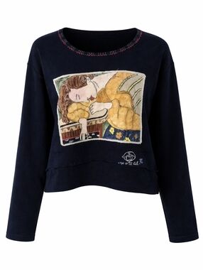 Boutique 90s art long sleeve crop top L